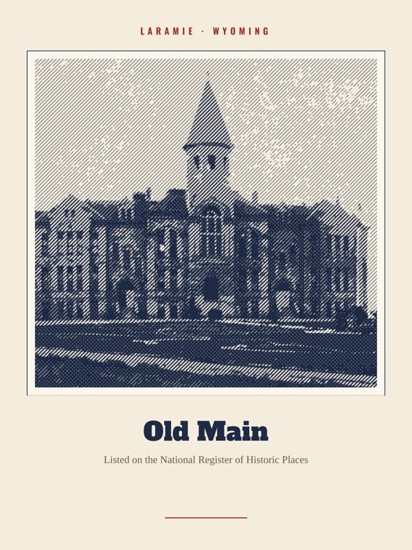Laramie Old Main Landmark Print artwork detail