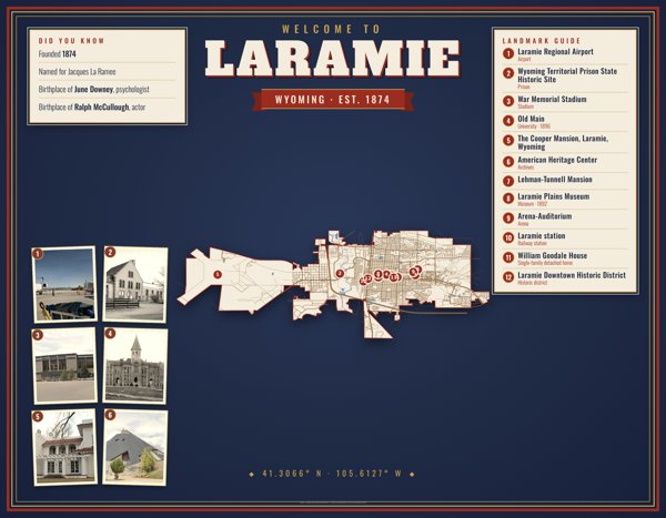 Laramie Map Placemat artwork detail