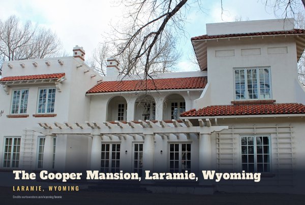 Laramie The Cooper Mansion, Laramie, Wyoming Postcard artwork detail