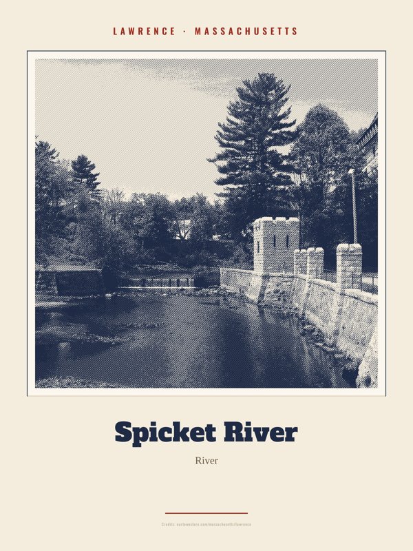 Lawrence Spicket River Landmark Print artwork detail