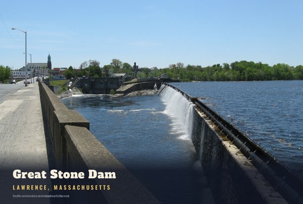 Lawrence Great Stone Dam Postcard artwork detail