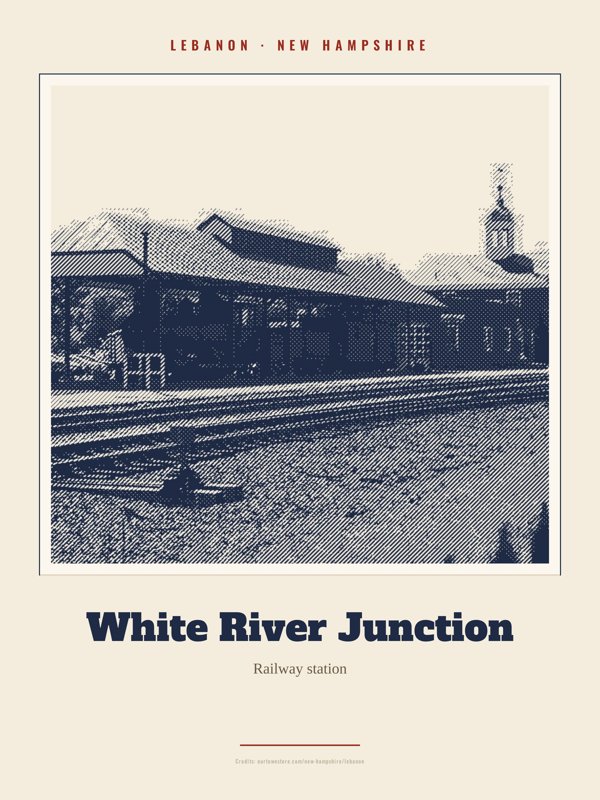 Lebanon White River Junction Landmark Print artwork detail