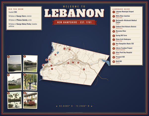 Lebanon Map Placemat artwork detail