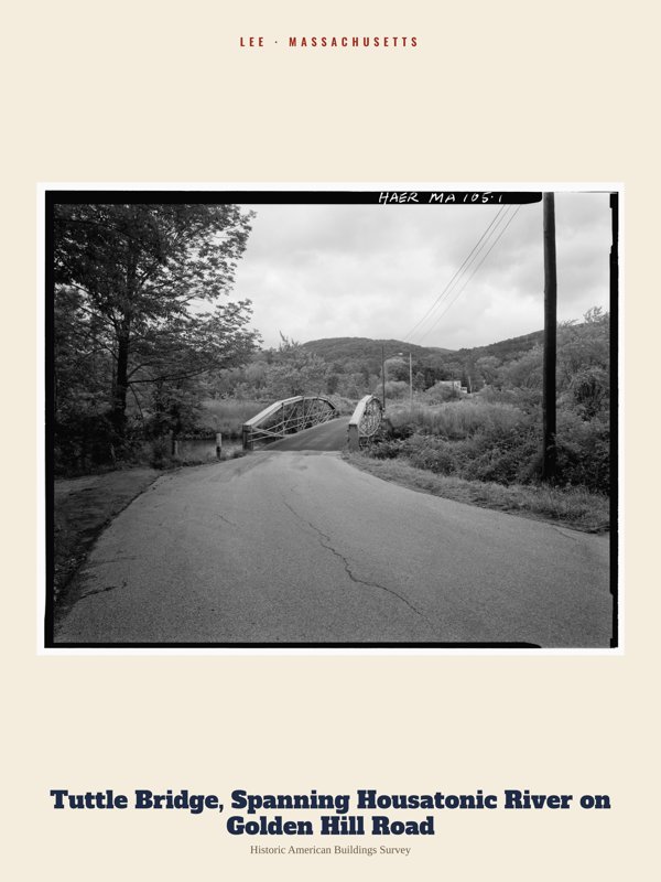 Lee Tuttle Bridge, Spanning Housatonic River on Golden Hill Road Archive Print artwork detail
