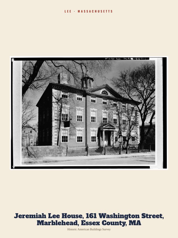 Lee Jeremiah Lee House, 161 Washington Street, Marblehead, Essex County, MA Archive Print artwork detail
