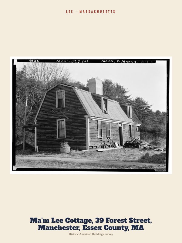 Lee Ma'm Lee Cottage, 39 Forest Street, Manchester, Essex County, MA Archive Print artwork detail