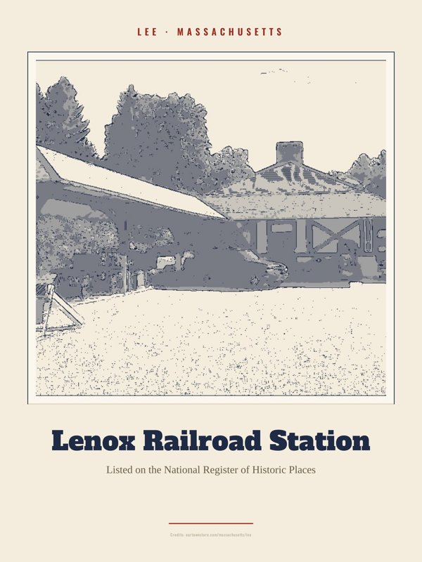 Lee Lenox Railroad Station Landmark Print artwork detail