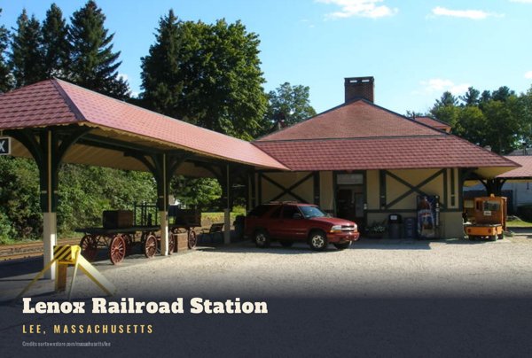 Lee Lenox Railroad Station Postcard artwork detail