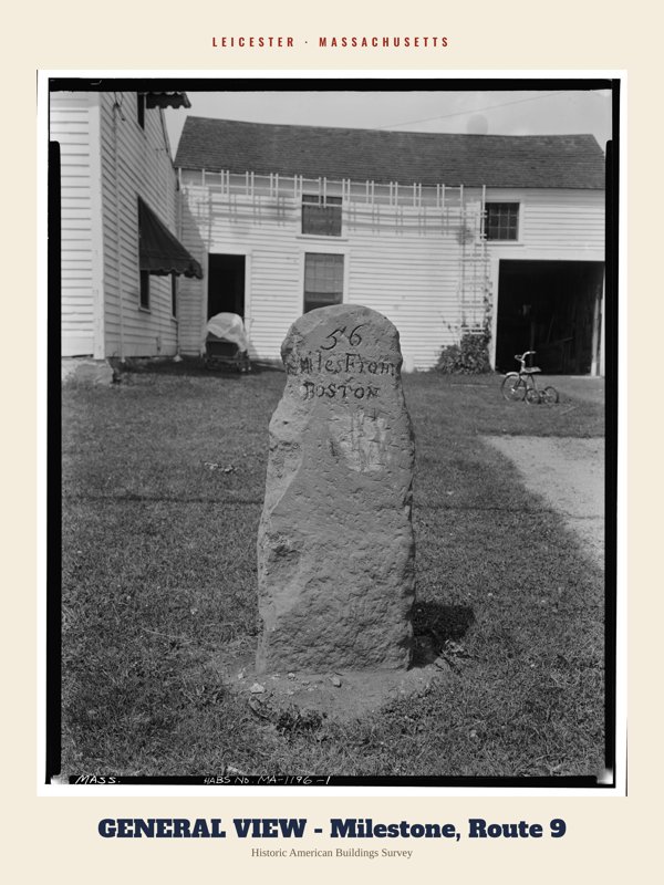 Leicester GENERAL VIEW - Milestone, Route 9 Archive Print artwork detail