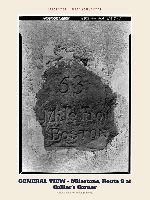 Leicester GENERAL VIEW - Milestone, Route 9 at Collier's Corner Archive Print artwork detail
