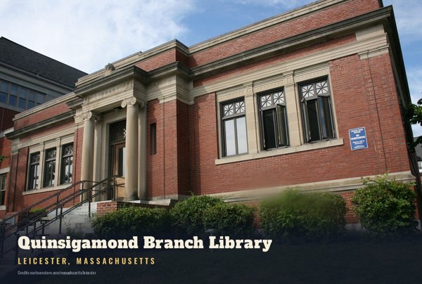 Leicester Quinsigamond Branch Library Postcard artwork detail