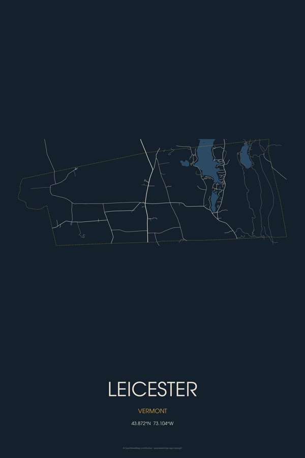 Leicester Street Map Poster · Midnight artwork detail