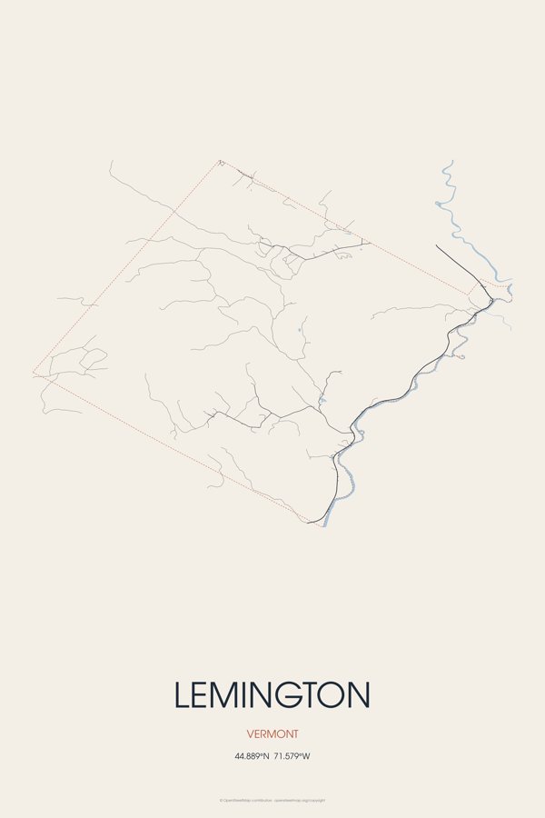Lemington Street Map Poster · Linen artwork detail