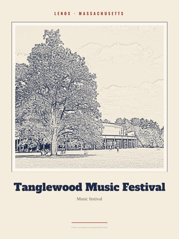 Lenox Tanglewood Music Festival Landmark Print artwork detail