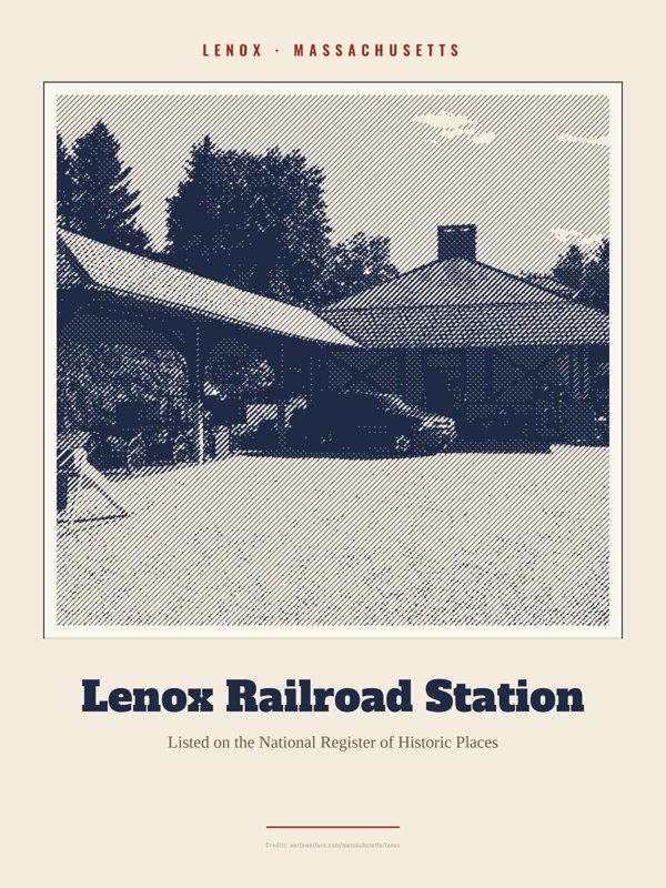 Lenox Lenox Railroad Station Landmark Print artwork detail
