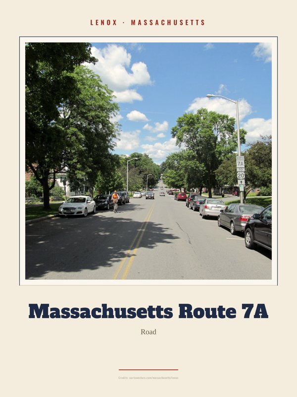 Lenox Massachusetts Route 7A Landmark Print artwork detail