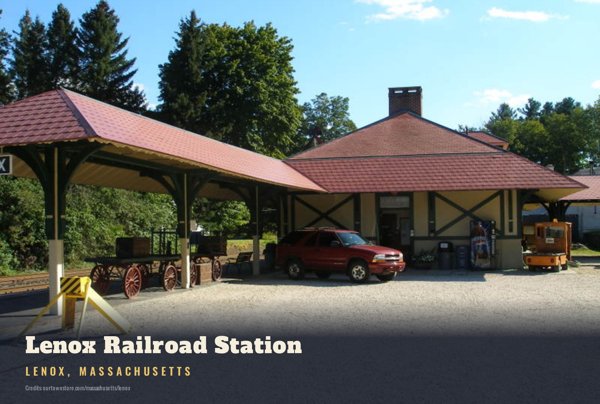 Lenox Lenox Railroad Station Postcard artwork detail