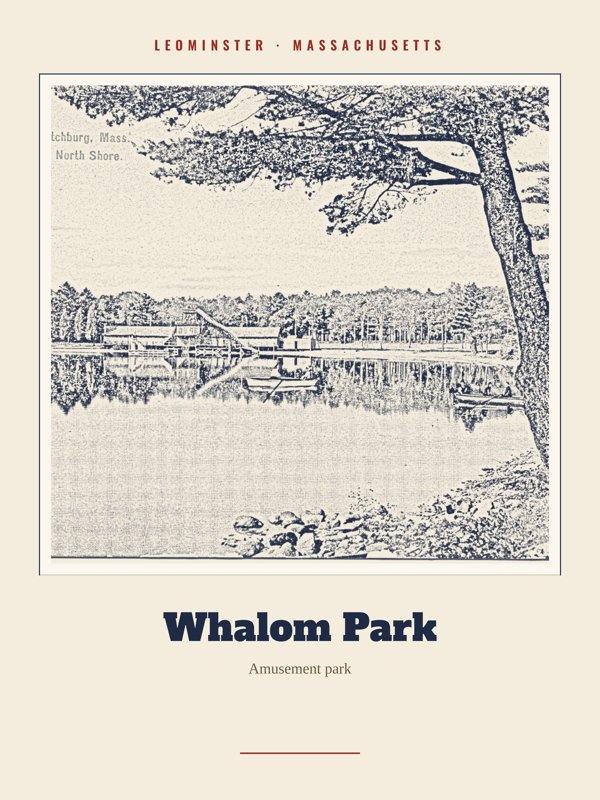 Leominster Whalom Park Landmark Print artwork detail