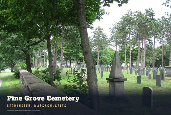 Leominster Pine Grove Cemetery Postcard artwork detail