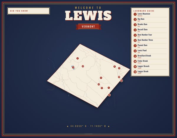 Lewis Map Placemat artwork detail