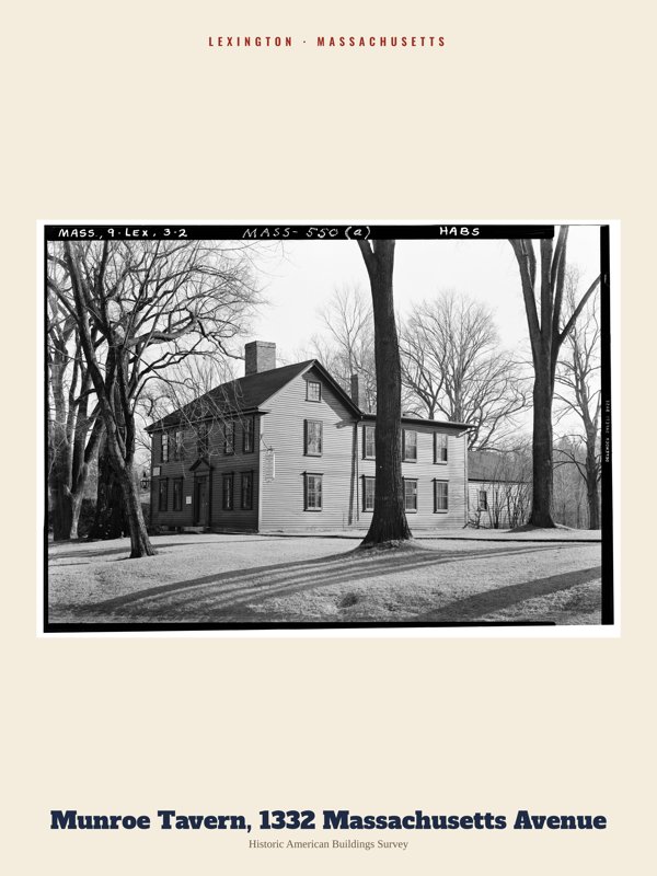 Lexington Munroe Tavern, 1332 Massachusetts Avenue Archive Print artwork detail