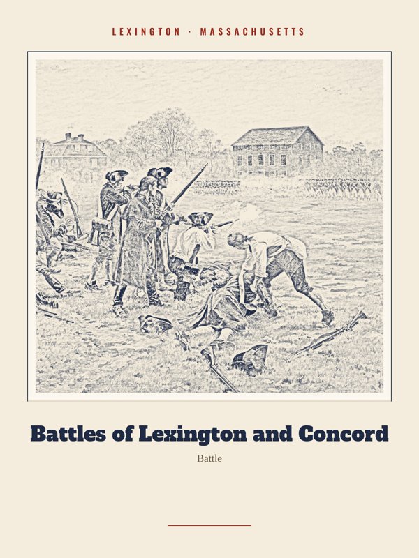Lexington Battles of Lexington and Concord Landmark Print artwork detail