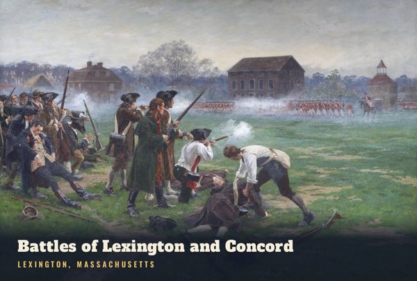 Lexington Battles of Lexington and Concord Postcard artwork detail