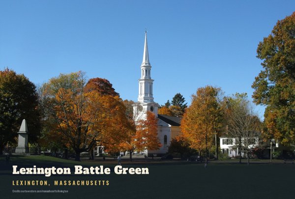 Lexington Lexington Battle Green Postcard artwork detail