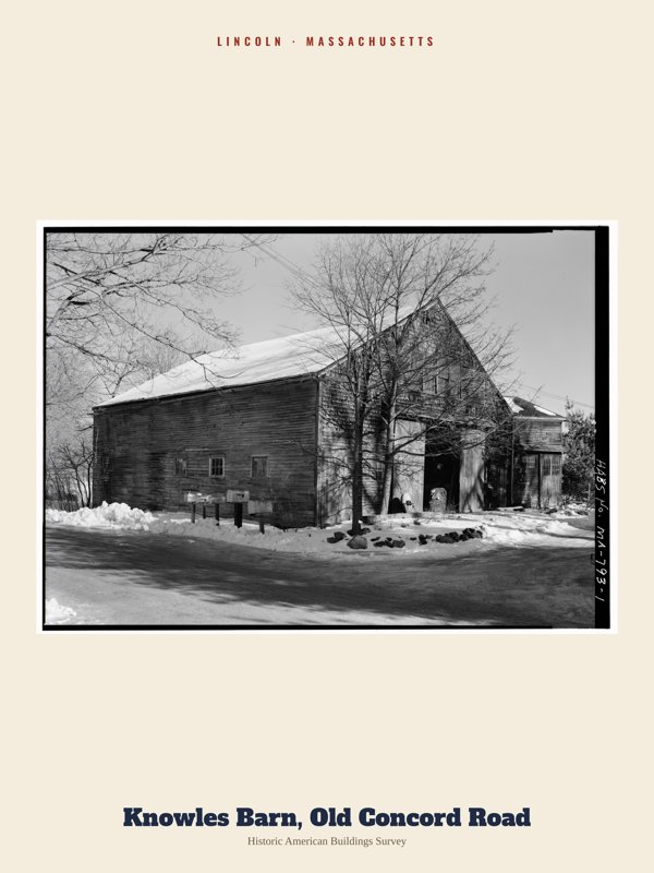 Lincoln Knowles Barn, Old Concord Road Archive Print artwork detail