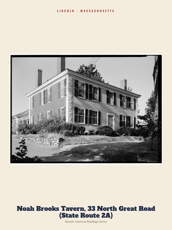 Lincoln Noah Brooks Tavern, 33 North Great Road (State Route 2A) Archive Print artwork detail