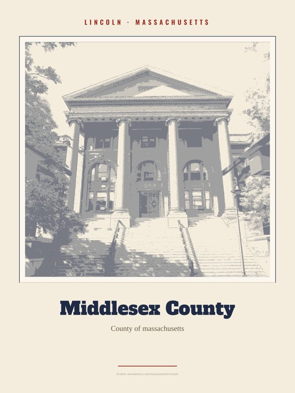 Lincoln Middlesex County Landmark Print artwork detail