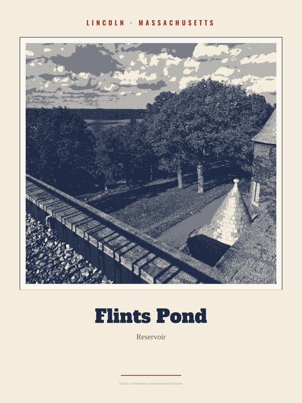 Lincoln Flints Pond Landmark Print artwork detail