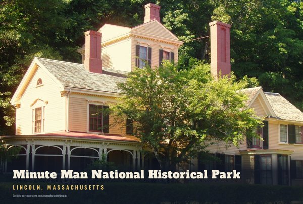 Lincoln Minute Man National Historical Park Postcard artwork detail