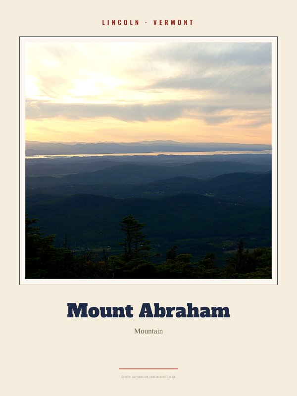 Lincoln Mount Abraham Landmark Print artwork detail