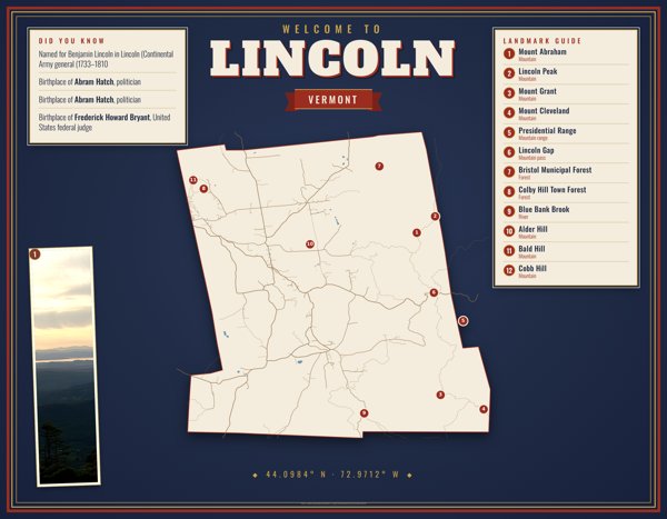 Lincoln Map Placemat artwork detail