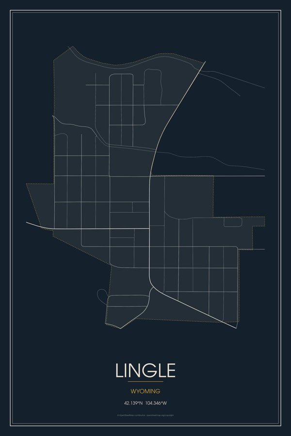 Lingle Street Map Throw Blanket artwork detail