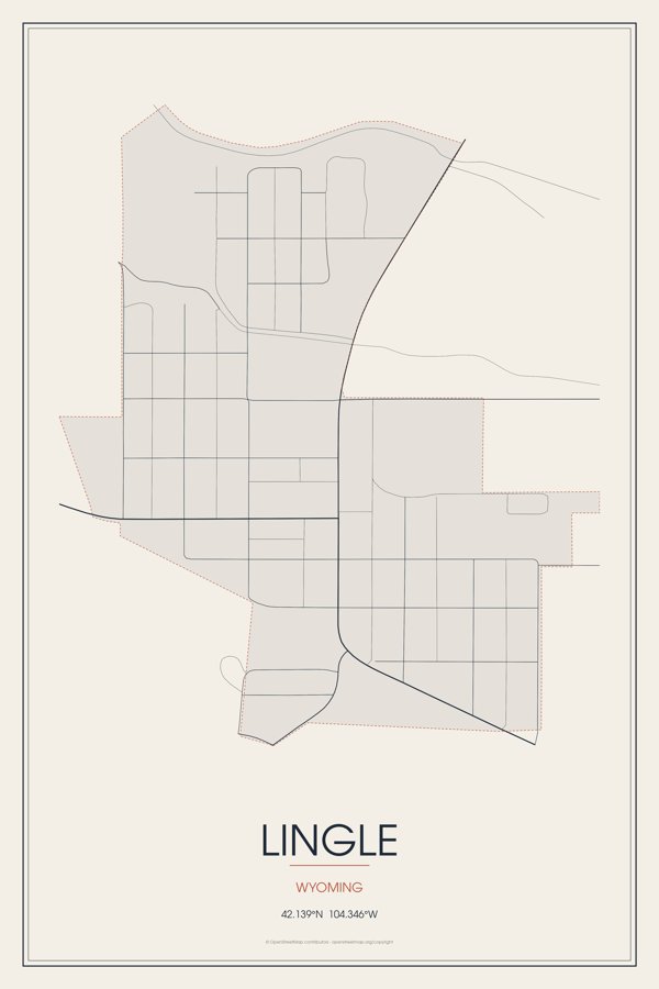 Lingle Street Map Poster · Linen artwork detail