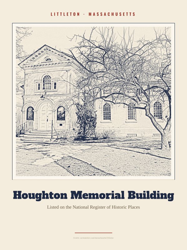 Littleton Houghton Memorial Building Landmark Print artwork detail