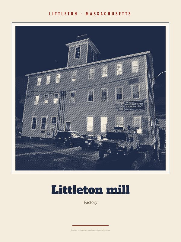 Littleton Littleton mill Landmark Print artwork detail