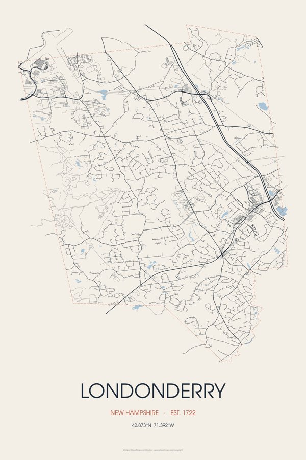 Londonderry Street Map Poster · Linen artwork detail
