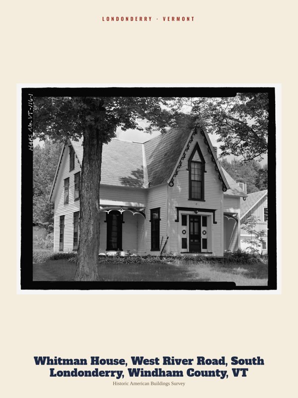 Londonderry Whitman House, West River Road, South Londonderry, Windham County, VT Archive Print artwork detail