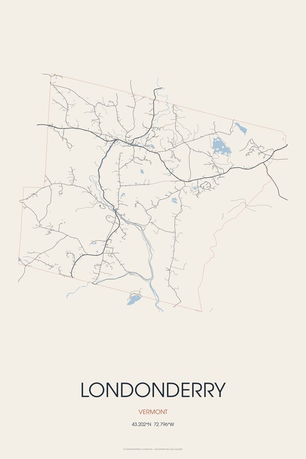 Londonderry Street Map Poster · Linen artwork detail