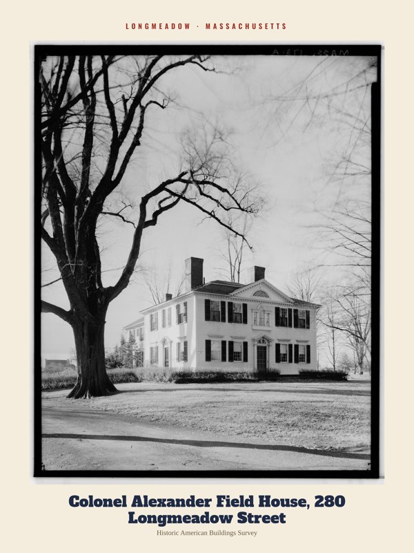 Longmeadow Colonel Alexander Field House, 280 Longmeadow Street Archive Print artwork detail