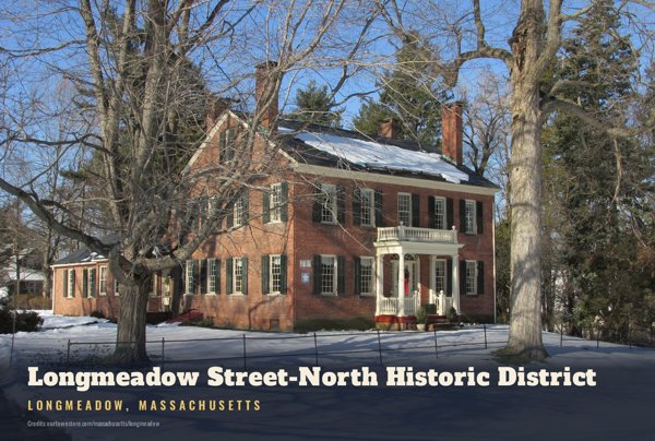Longmeadow Longmeadow Street-North Historic District Postcard artwork detail