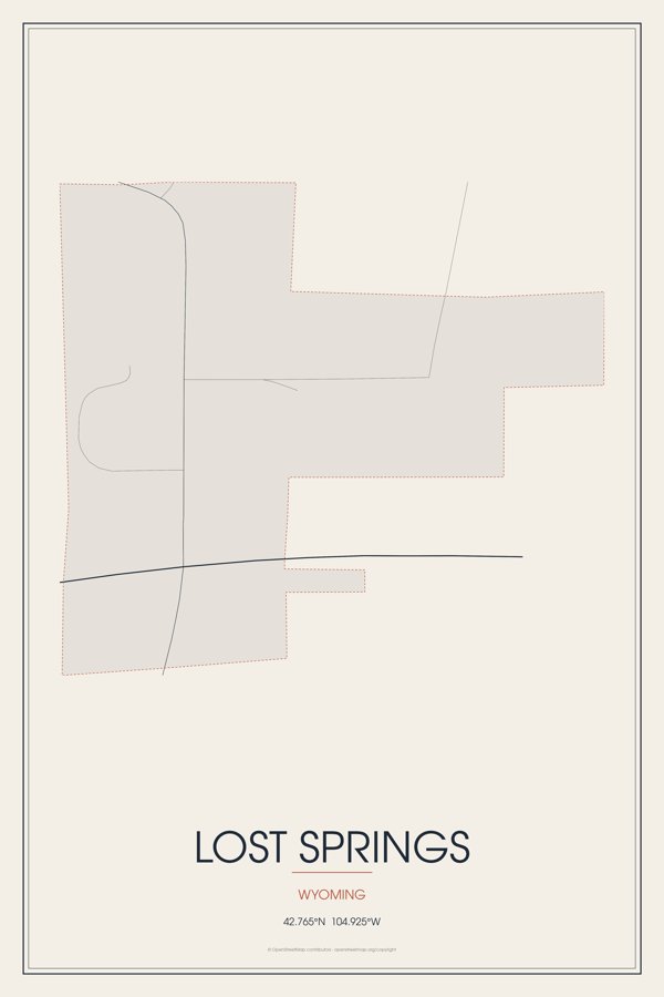 Lost Springs Street Map Poster · Linen artwork detail