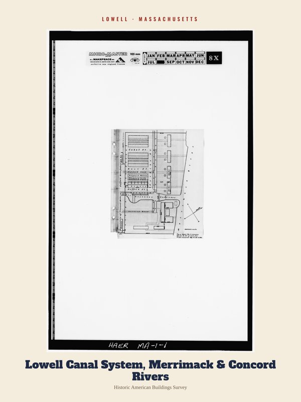 Lowell Lowell Canal System, Merrimack & Concord Rivers Archive Print artwork detail