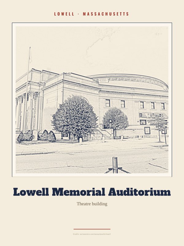 Lowell Lowell Memorial Auditorium Landmark Print artwork detail