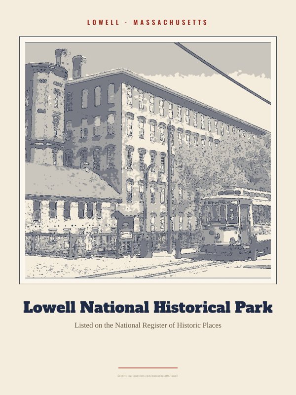 Lowell Lowell National Historical Park Landmark Print artwork detail