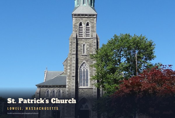 Lowell St. Patrick's Church Postcard artwork detail