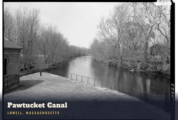 Lowell Pawtucket Canal Postcard artwork detail